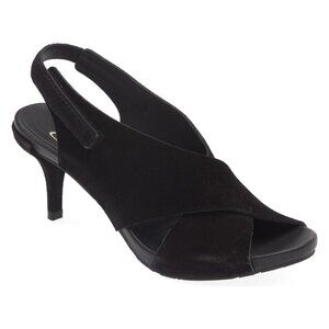 🆕 PEDRO GARCIA Wind Slingback Peep Toe Lug Sole Heels Sandals Shoes Black 8.5